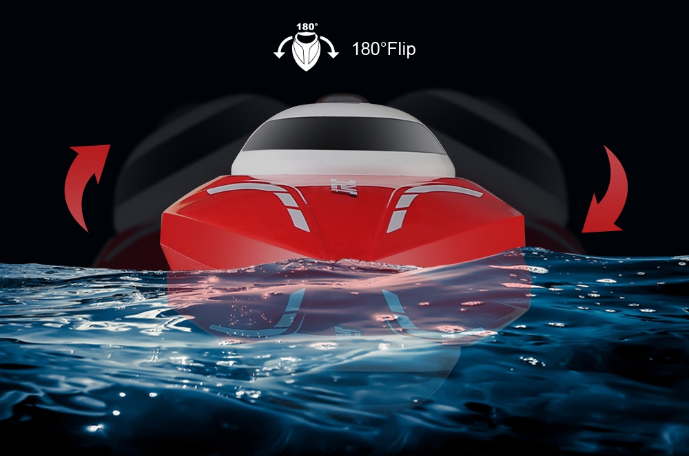 JJRC S1 PENTIUM RC Boat 2.4G Waterproof Protection 180 Degree Flip High Speed Brushed RTR - Red