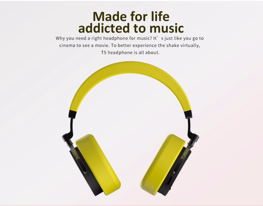 Bluedio T5 Wireless Bluetooth Headphone with Microphone - Yellow