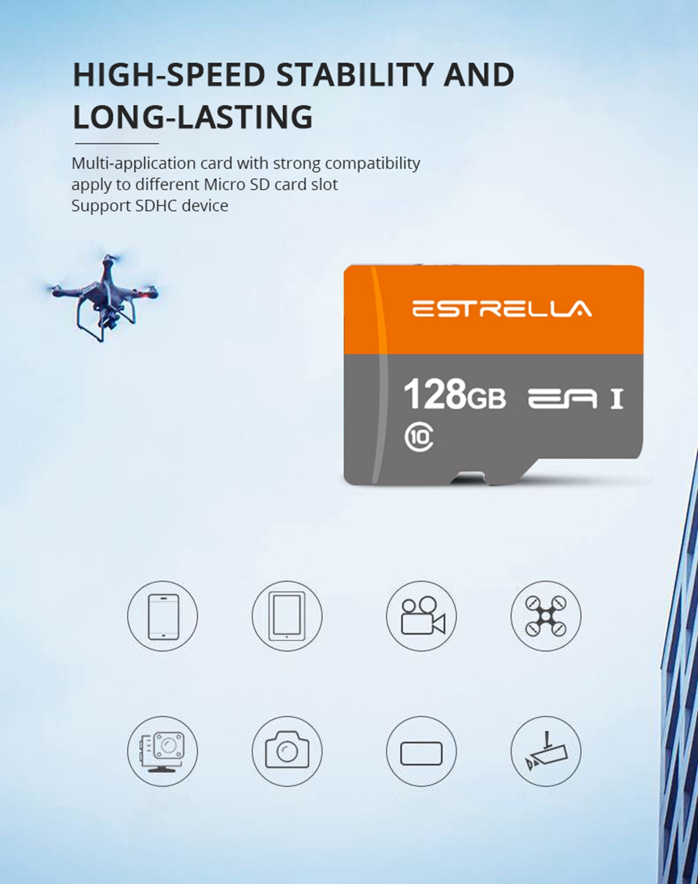 ESTRELLA Class10 SDHC Micro SD External Memory Card TF Card Rooster Year Edition for Phones Tablets - 128GB