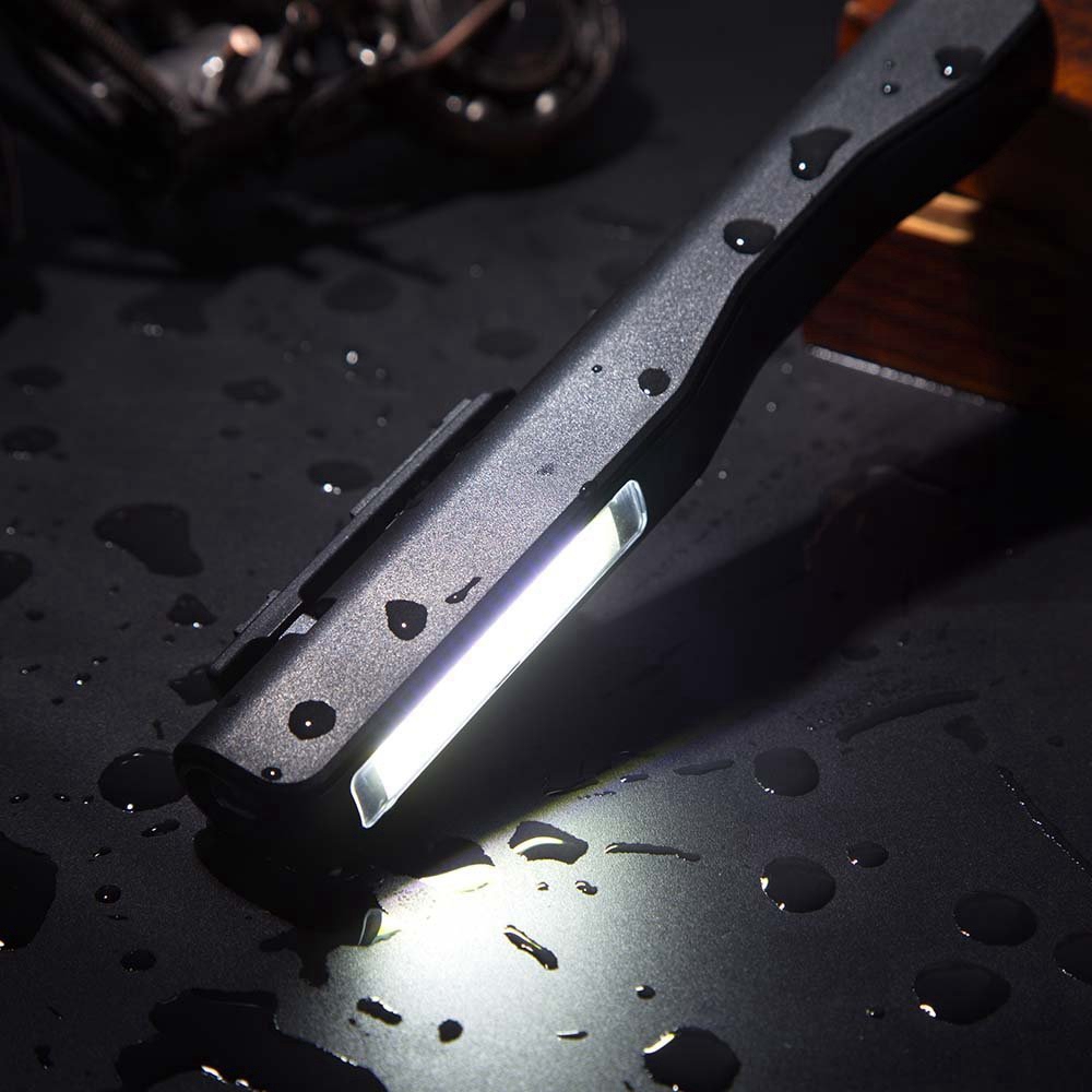 Rechargeable Work Light COB Portable Lights With Magnetic Base LED Flashlight Inspection Lamp For Car Repair - Black