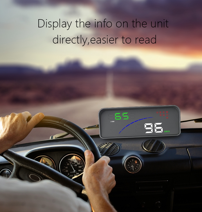 P9 3.6 Inch OBDII Car HUD Head Up Display Intelligent Digital Instrument Speedometer - Black