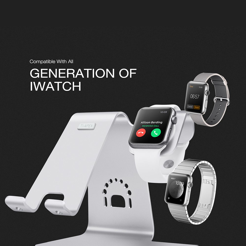 Bestand H02 2-in-1 Phones Watches Stand Suitable With iWatch Perfect Cable Management - Silver