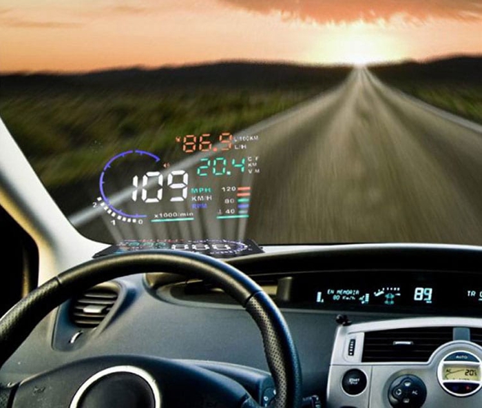 A8 5.5 Inch OBDII Car HUD Head Up Display Windscreen Projector With Speed Warning Intelligent Digital Instrument - Black