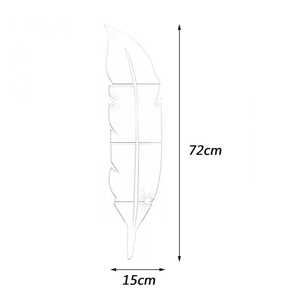 Beautiful Feather Shape Wall Sticker Home 3D Mirror Wall Decorative Stickers