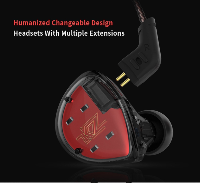 KZ ES4 HiFi Balanced Armature Dynamic Driver Hybrid Earphone Noise Cancelling Heavy Bass Headphone - Cyan