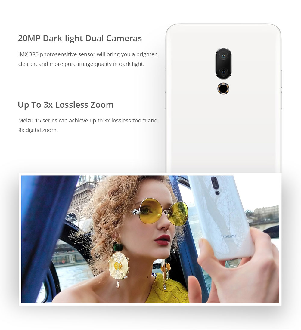 Meizu 15 Plus 5.95 Inch 4G LTE 2K Screen Smartphone Exynos 8895 6GB 64GB 20.0MP+12.0MP Dual Rear Cameras Touch ID Fast Charging Type-C OTG - Black