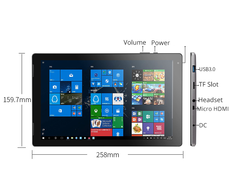 Jumper EZpad 7 Tablet Intel Cherry Trail X5 Z8350 Quad Core (Black+Gray) + Original Magnetic Docking Keyboard Case (Black)