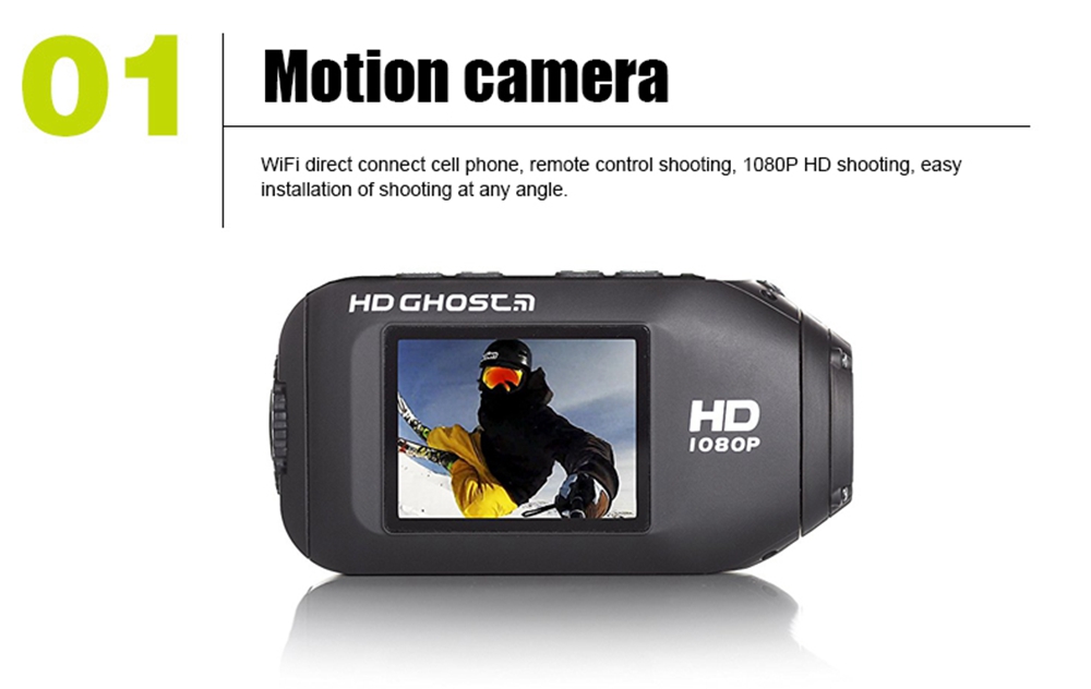 DRIFT HD Ghost Ambarella A7L75 Sports Camera 2.1 Inch 1080P/30FPS 170 Degree Wide Angle 12M Pixels IPX8 HD Digital Camcorder - Black