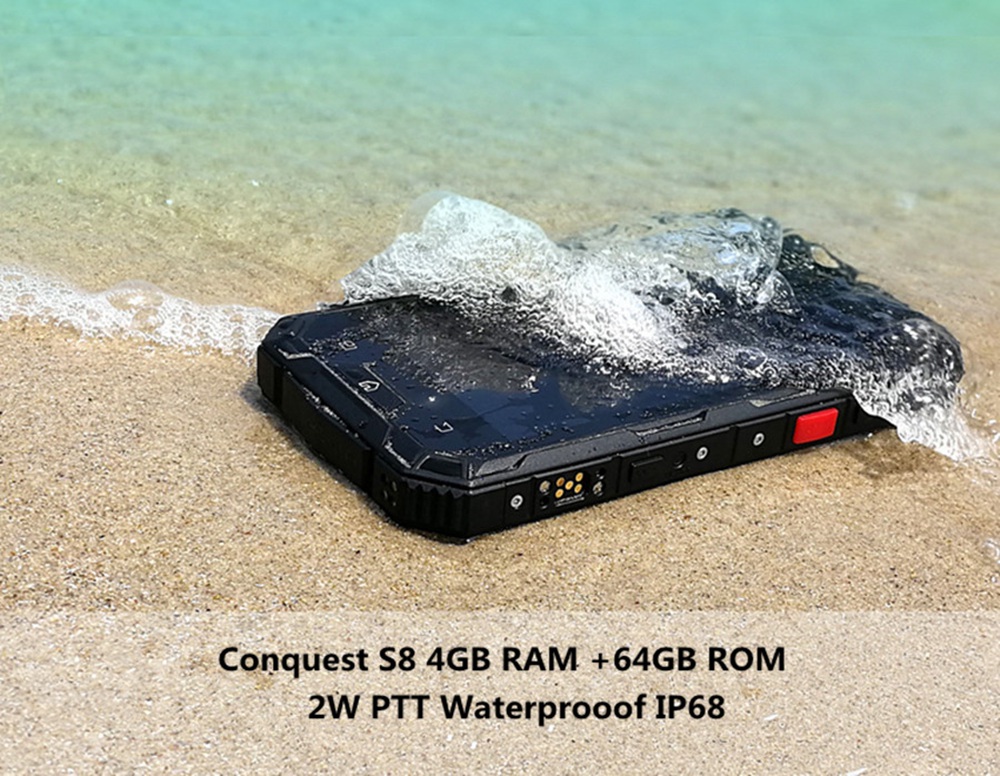 Conquest S8 5.0 Inch IP68 Waterproof 4G Smartphone MTK6755 4GB 64GB 16.0MP Rear Camera Android 6.0 FHD Screen 6000mAh - Black