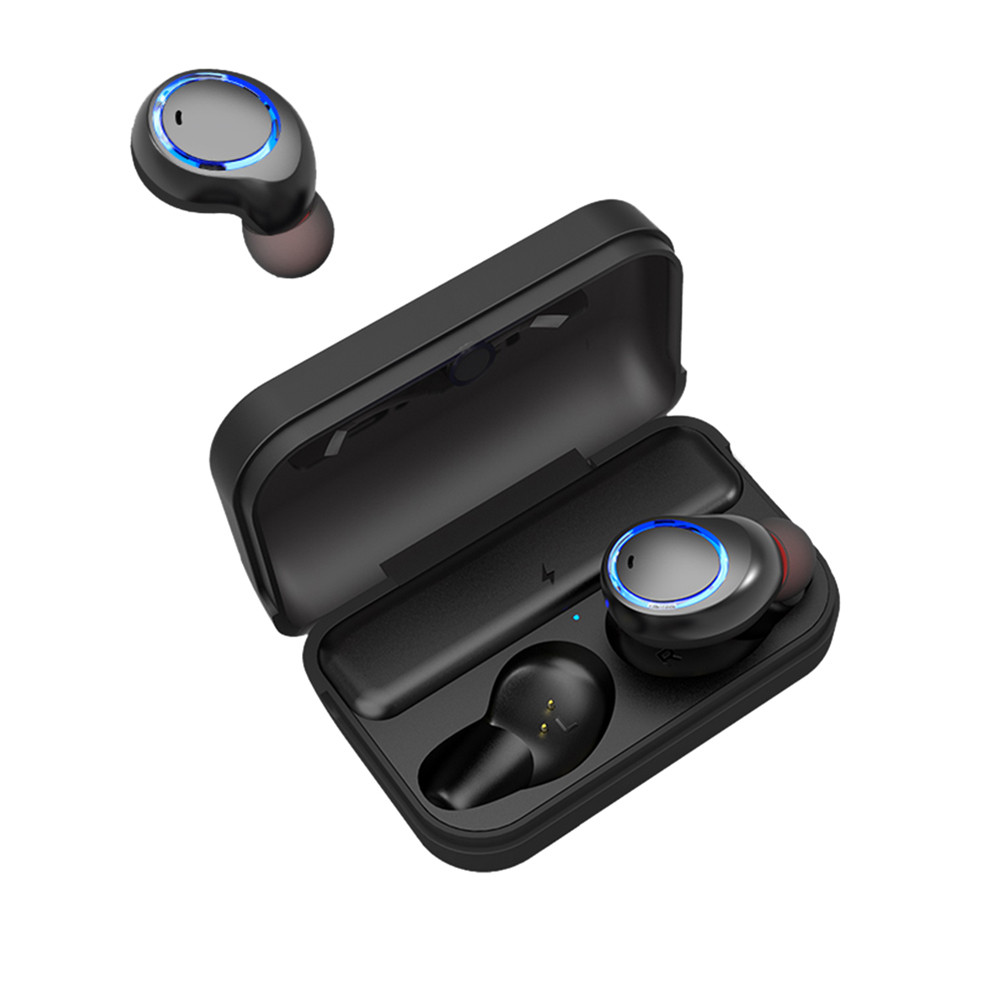 AWEI TWS Sport Wireless Bluetooth Earphones Stereo Bluetooth V5.0 Headset with Charge Storage - Black