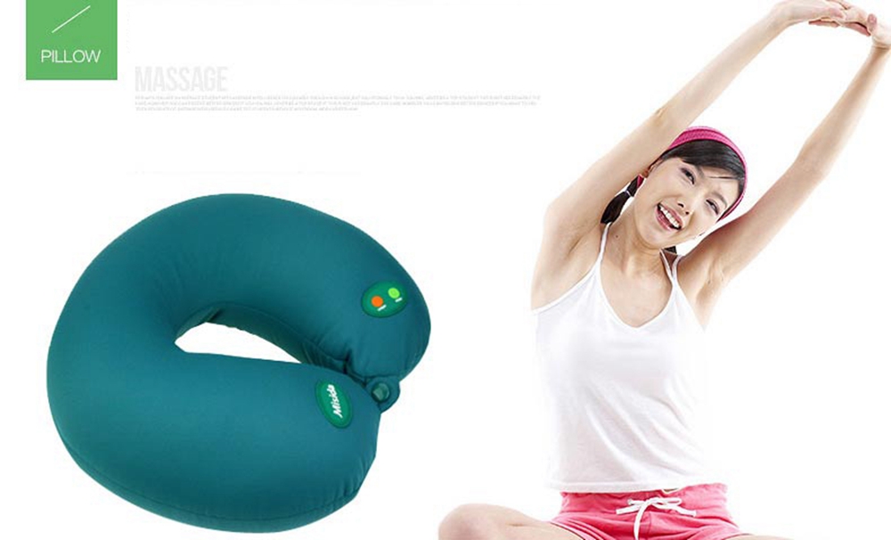 Misida MS-J8102 Electric Car Massage Pillow U-shaped Vibration Massage Pillow Eliminate Fatigue - Green