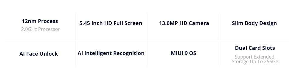 Xiaomi Redmi 6A 5.45 Inch 4G LTE Smartphone MTK Helio A22 2GB 16GB 13.0MP Camera MIUI 9 OS 18:9 Screen AI Face Unlock - Gold