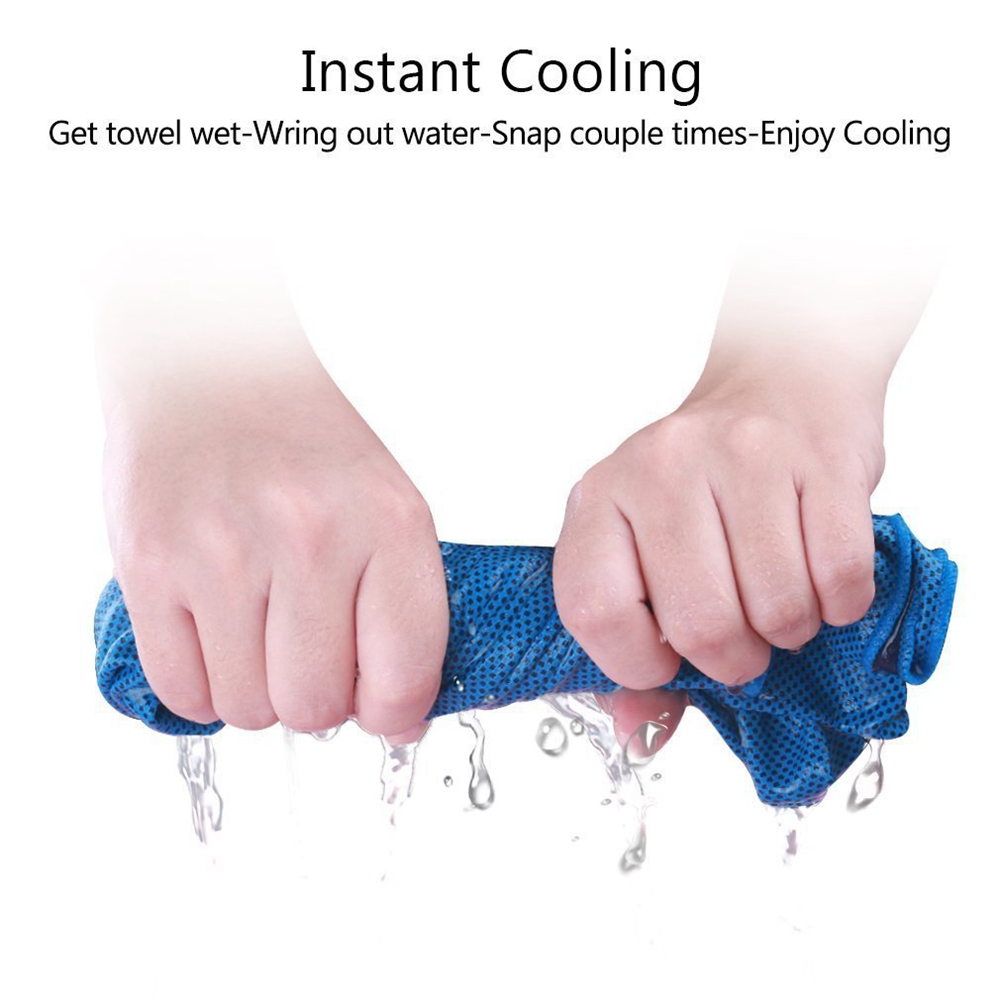 Evaporative Cooling Towel 40"x12" Snap Cooling Towel Microfiber Quick-Dry For Fitness Gym Yoga Pilates Travel Camping Outdoor Sports - Sky Blue