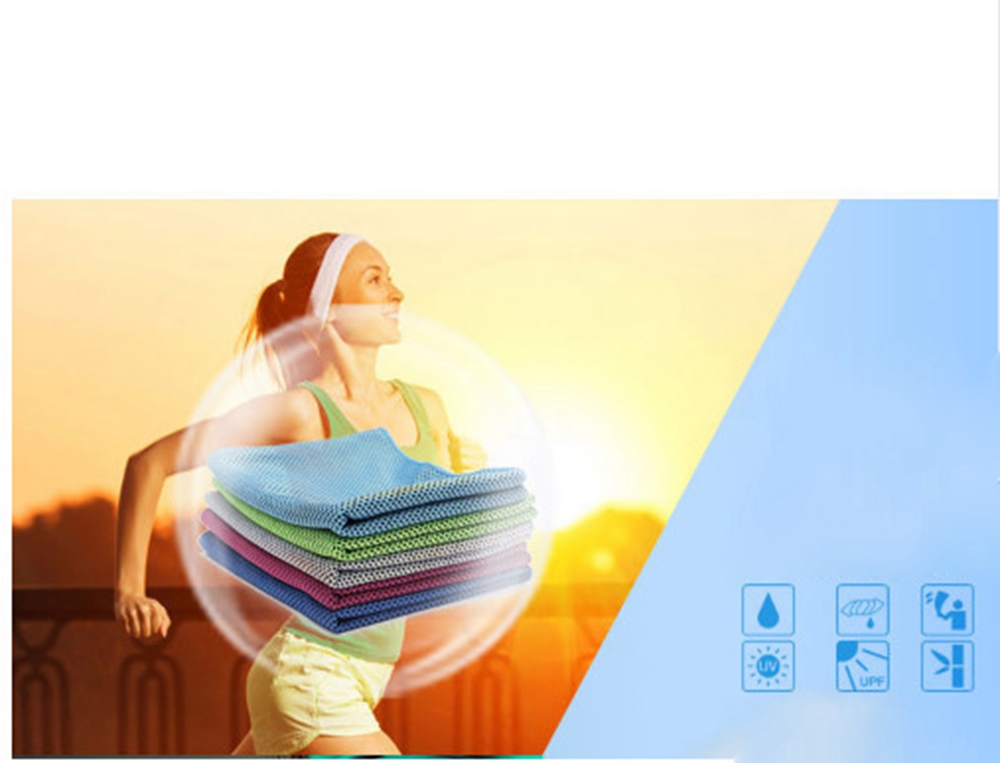 Evaporative Cooling Towel 40"x12" Snap Cooling Towel Microfiber Quick-Dry For Fitness Gym Yoga Pilates Travel Camping Outdoor Sports - Sky Blue