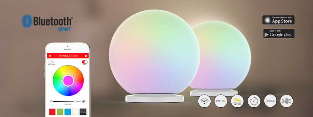 MIPOW BTL301W-WT PLAYBULB Sphere Smart Dimmable LED Glass Orb Light Floor Lamp Night Lights Tap to Change Color-White