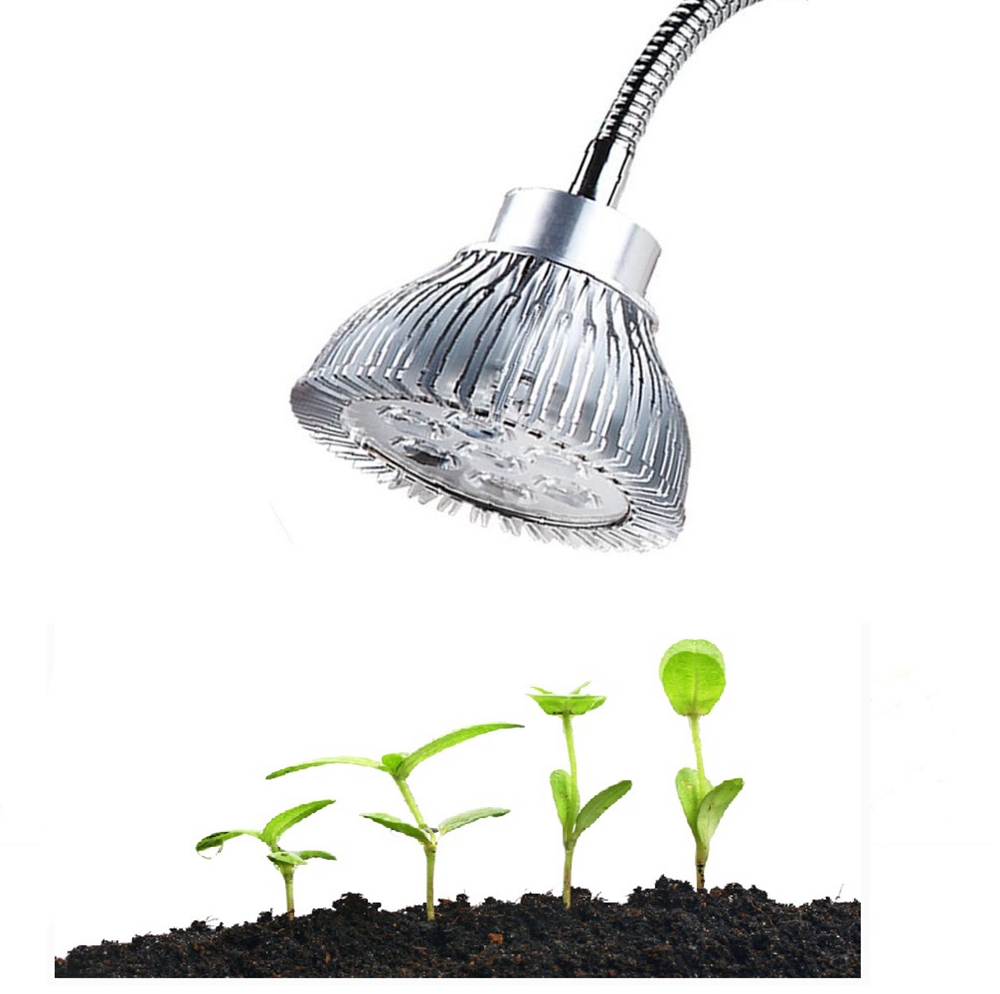 LED Clip Plant Light RFC-J15WC US Plug Home Grow Lights 360 Rotation - Silver