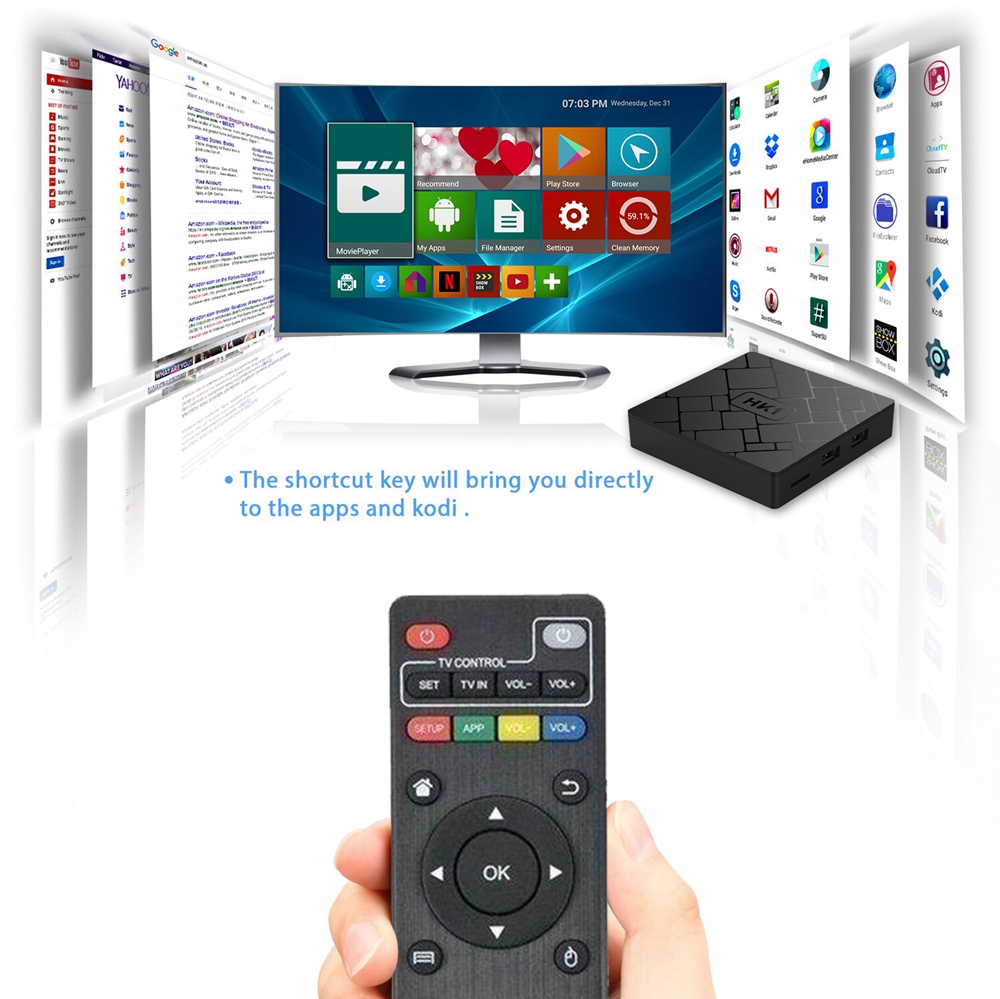 HK1 Amlogic S905W Android 7.1 KODI 18.0 2GB/16GB 4K TV BOX WIFI LAN