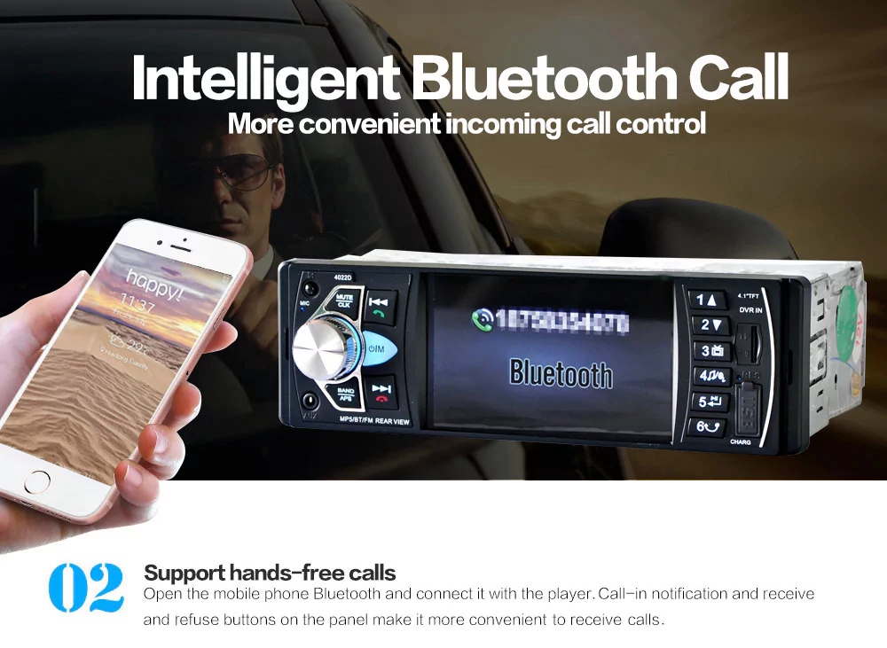 4022D 4.1 Inch Digital TFT Touch Screen Car MP5 Player Auto Video With Remote Control Camera Bluetooth FM Station -Black