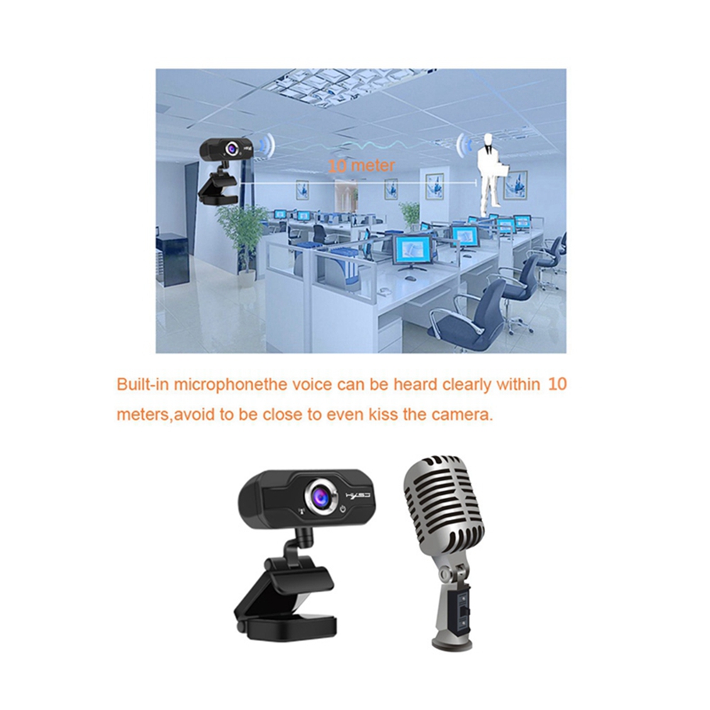 HXSJ S60 1080P HD Webcam USB Widescreen With Microphone 2 Million Pixels Adjustable Angle For PC / Laptop - Black
