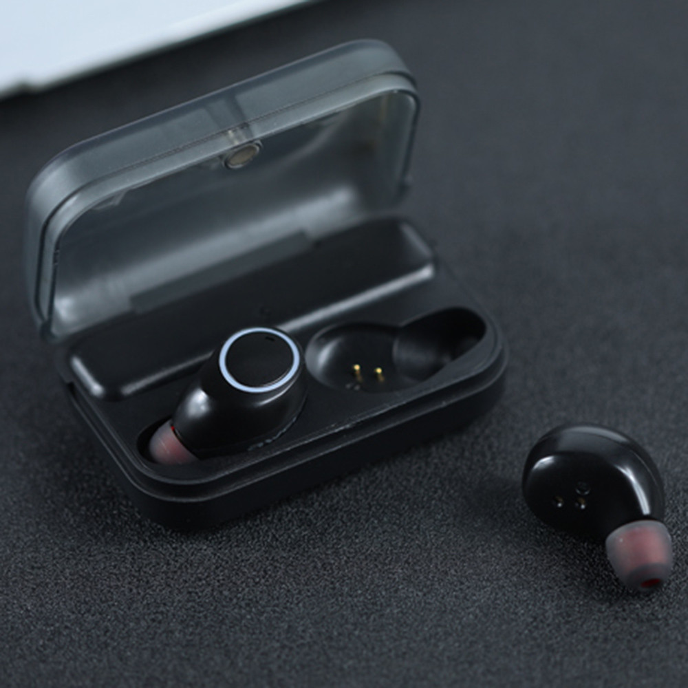 AWEI TWS Sport Wireless Bluetooth Earphones Stereo Bluetooth V5.0 Headset with Charge Storage - Black