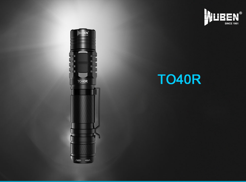 Wuben TO40R Torch Outdoor Camping LED Torch 1200 Lumens Hand Lamp IPX8 Waterproof Battery USB Rechargeable Long Lasting - Black