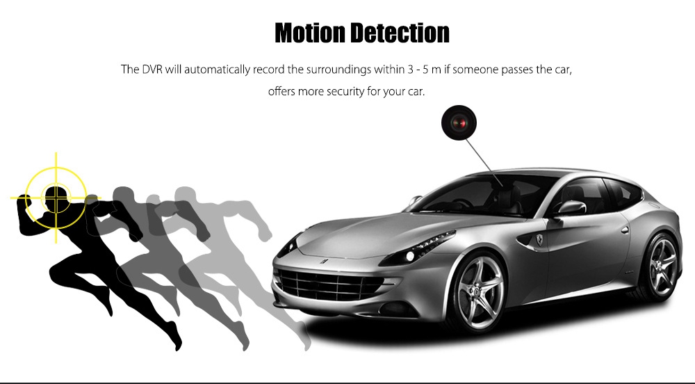 Quelima A3S Mini Car DVR 120 Degree Wide Angle FOV 1080P DV Camera Full HD Loop-cycle Recording Motion Detection - Black