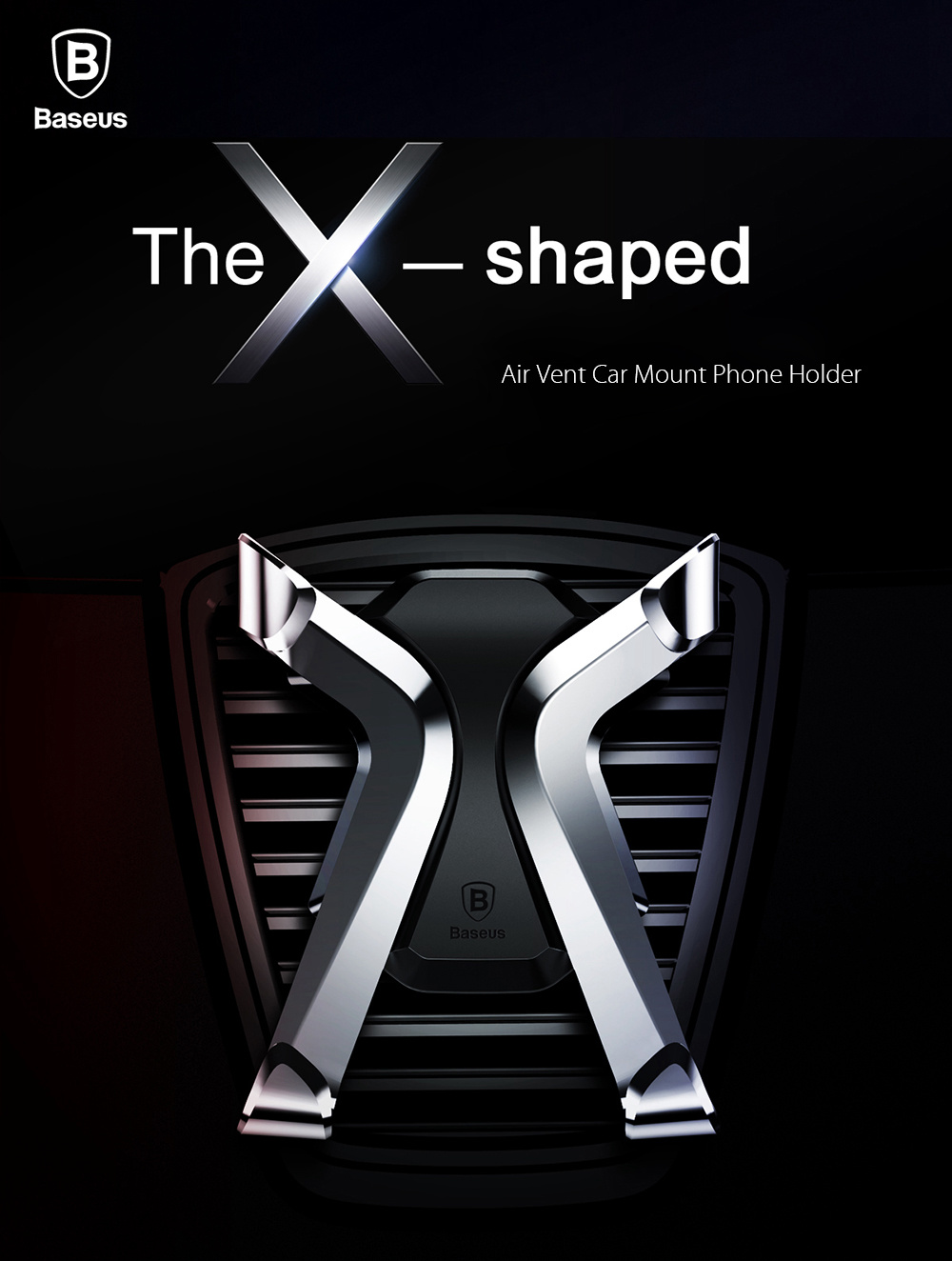 Baseus SUTPX-0S Universal X-shaped Air Vent Mount Car Phone Holder For IPhone7 / 7s / 8 / Xiaomi Cellphones - Gold