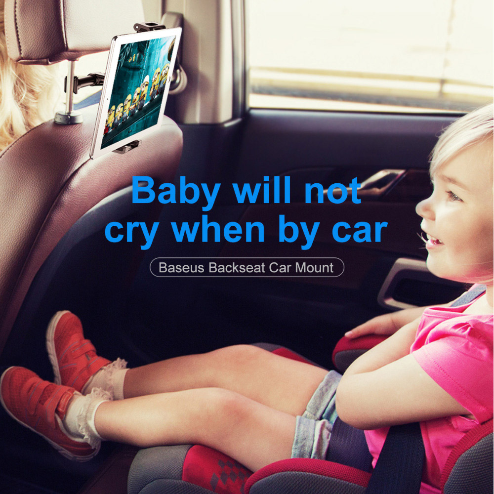 Baseus SUHZ-01 360 Degree Rotation Headrest Bracket Adjustable Car Backseat Holder for Cellphones/Tablets - Black