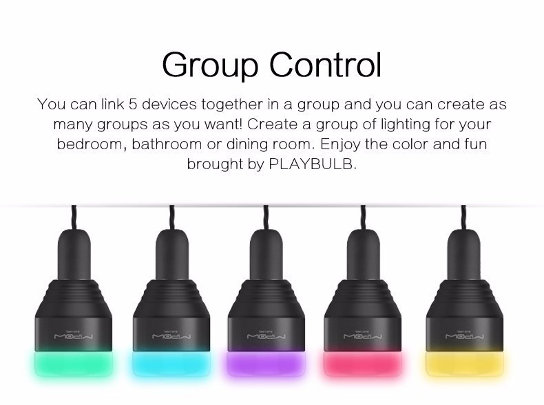 MIPOW BTL201-BK Bluetooth Smart LED Light Bulb APP Smartphone Group Controlled Dimmable Changing Decorative Christmas