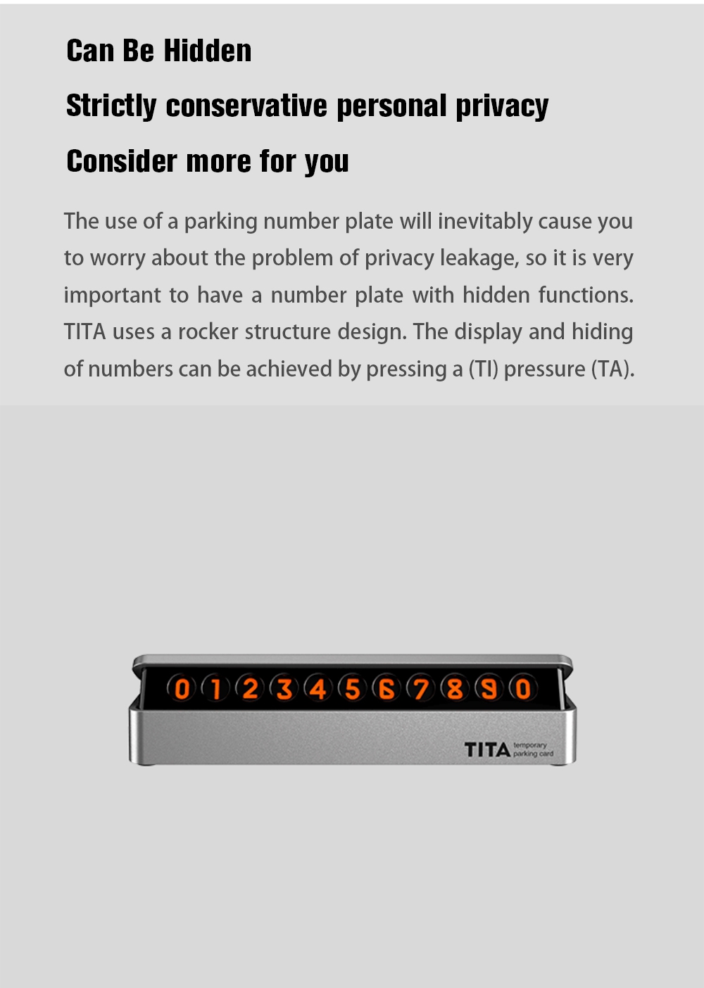 Xiaomi Bcase TITA Temporary Parking Number Plate Six Sets Of Digital Cards Soft Silicone Stickers Can Be Hidden Intimate Fluorescent Number - Black