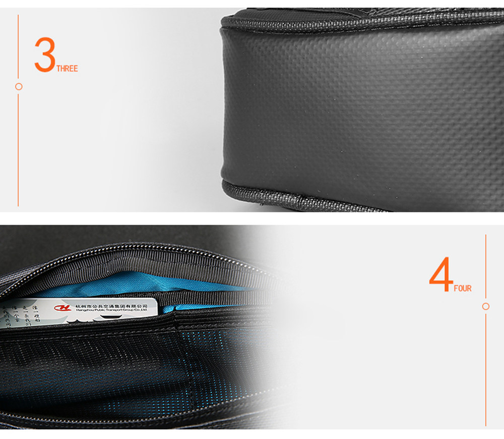 Roswheel 121453 Cycling Equipment Bicycle Front Tube Double Pouch Bike Phone Bag 180 Degree Rotation 1680D Tear Resistant Nylon - Black