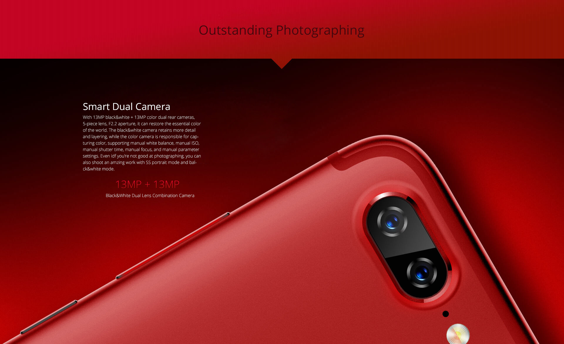 Lenovo S5 K520 5.7 Inch 4G LTE Smartphone Snapdragon 625 3GB 32GB Dual 13.0MP Rear Cameras ZUI 3.7 OS Touch ID - Red