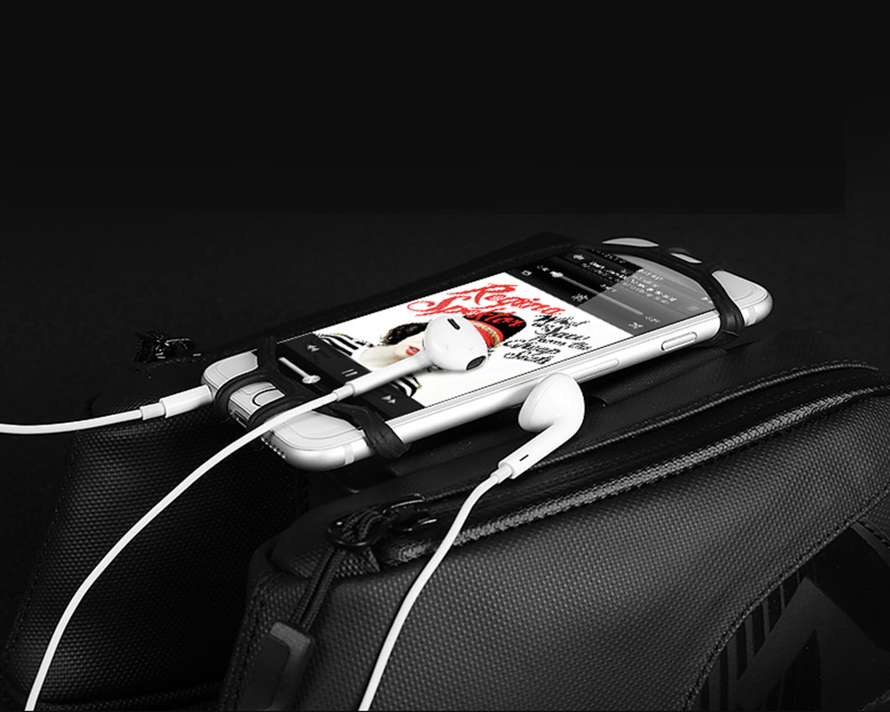 Roswheel 121453 Cycling Equipment Bicycle Front Tube Double Pouch Bike Phone Bag 180 Degree Rotation 1680D Tear Resistant Nylon - Black