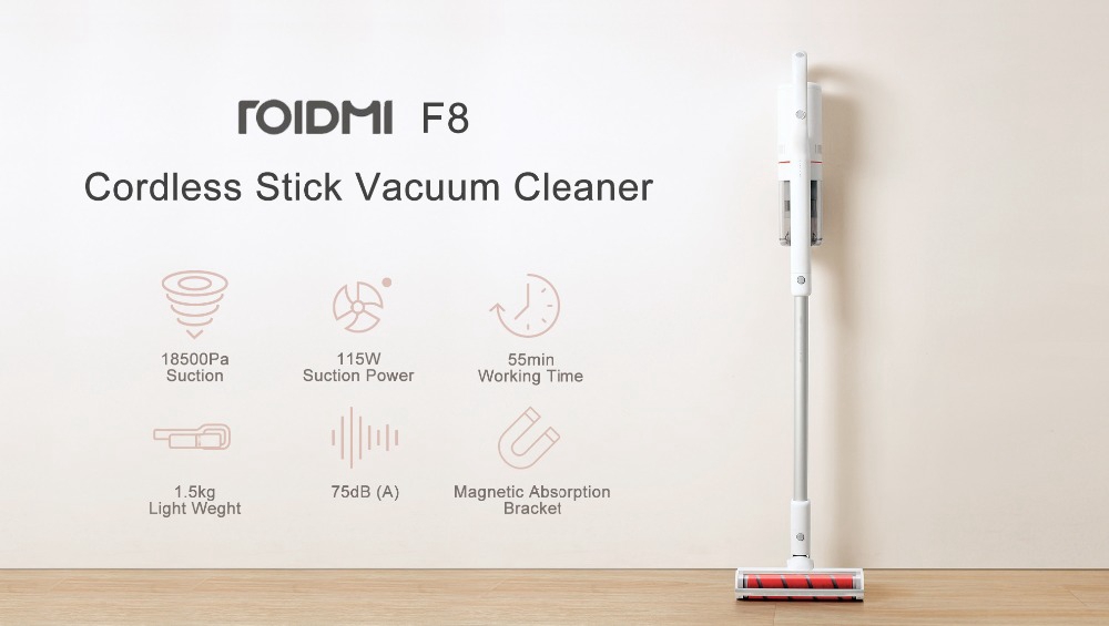 Xiaomi Roidmi F8 Smart Vacuum Cleaner App Remote Control 2500mAH Lithium-ion Battery with LED Night Light for Home Car -