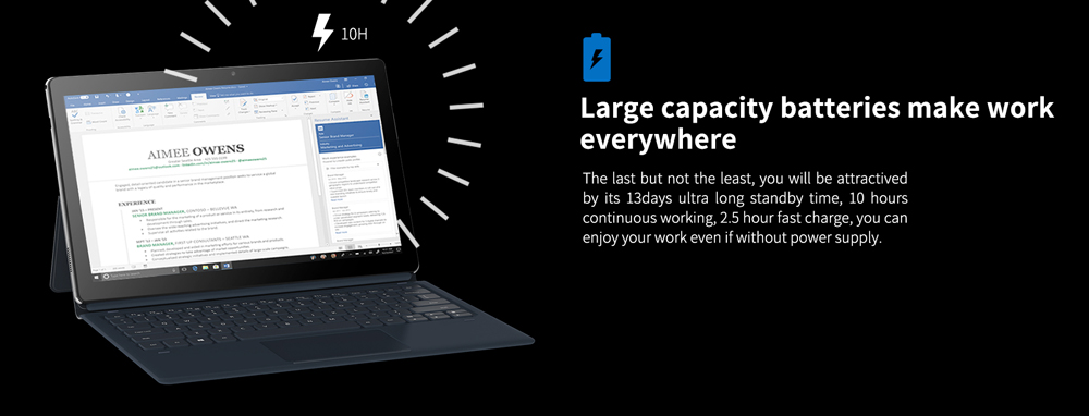 ALLDOCUBE KNote 5 2 in 1 Tablet PC Intel Gemini Lake N4100 Quad Core 11.6" IPS Screen 1920*1080 4GB RAM 128GB ROM Windows 10 - Black+Gray