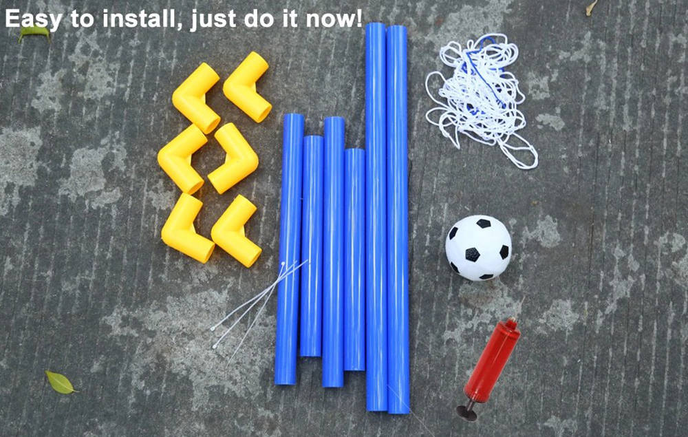 Mini Football Goal Post Net Set Soccer with Pump - Blue and Yellow