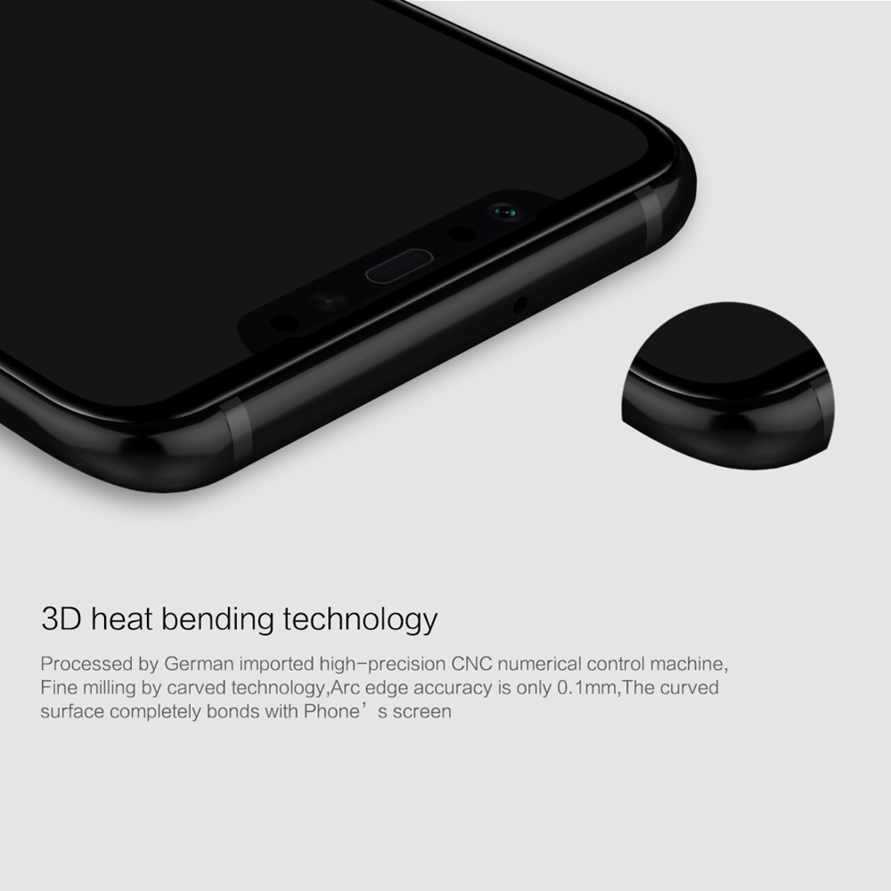 NILLKIN 3D CP+MAX Tempered Glass Film For Xiaomi Mi8 Explosion-proof Screen Protector - Black + Transparent