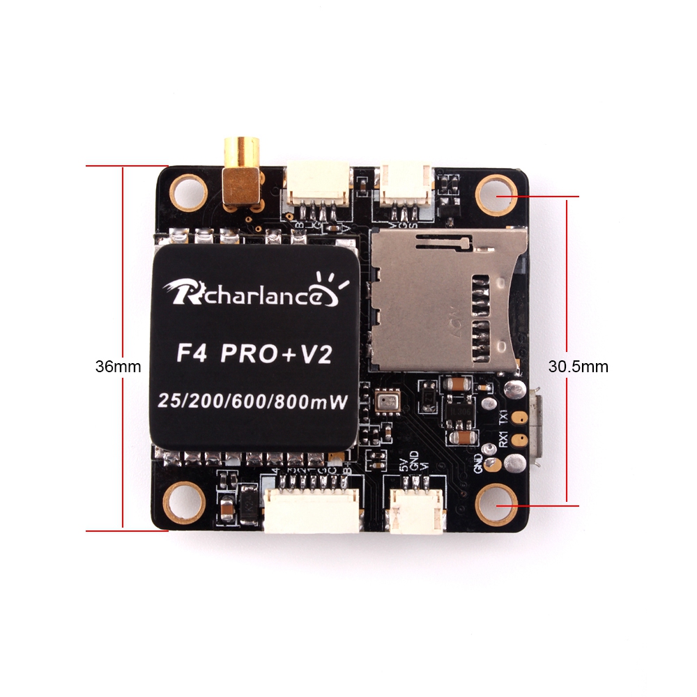 Rcharlance F4 Pro+ V2 AIO F4 FC OSD 5V/3A BEC 5.8G 40CH 25/200/600/800mW Switchable VTX
