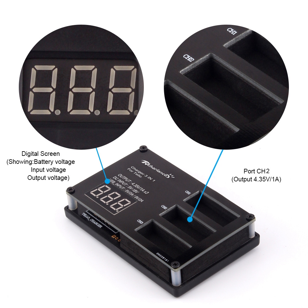 Rcharlance 3 IN 1 Charger Battery Charging Hub for DJI Tello RC Quadcopter