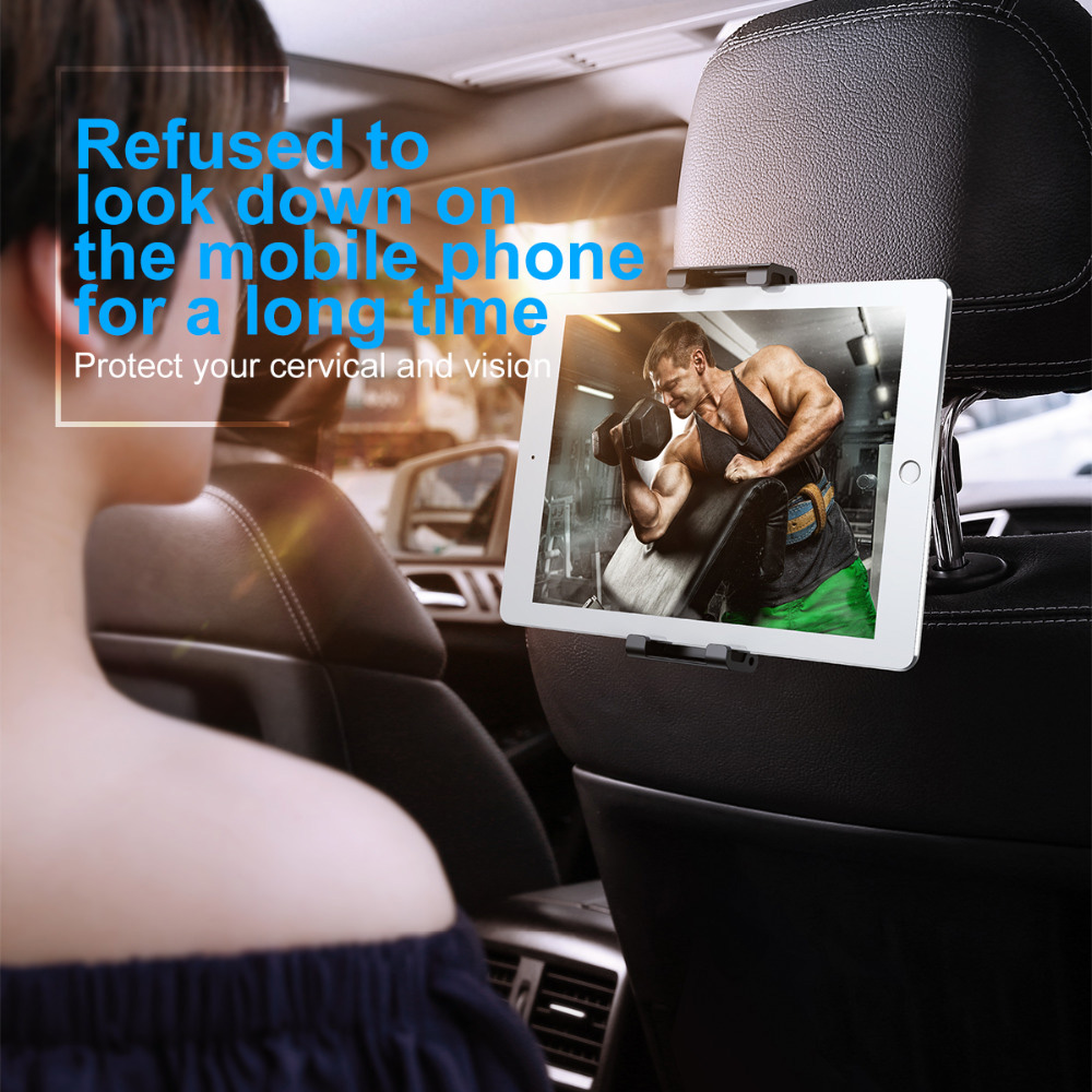 Baseus SUHZ-01 360 Degree Rotation Headrest Bracket Adjustable Car Backseat Holder for Cellphones/Tablets - Black