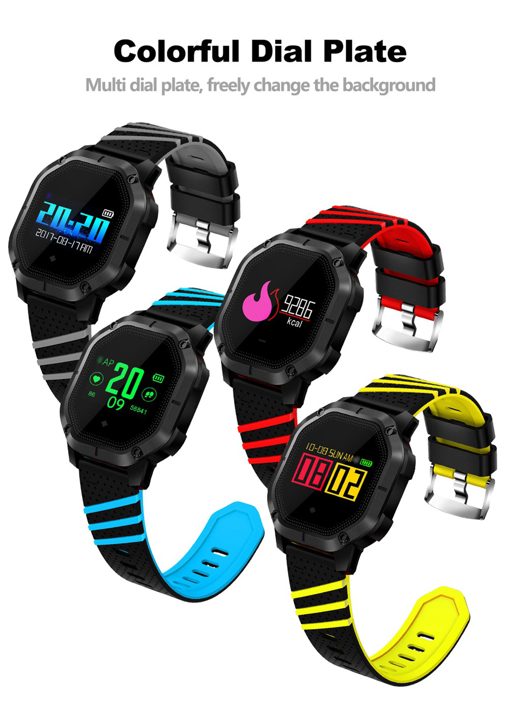 Makibes K5 Smart Bracelet 1" Color Screen Blood Pressure Blood Oxygen Heart Rate Monitor IP68 Water Resistant - Red