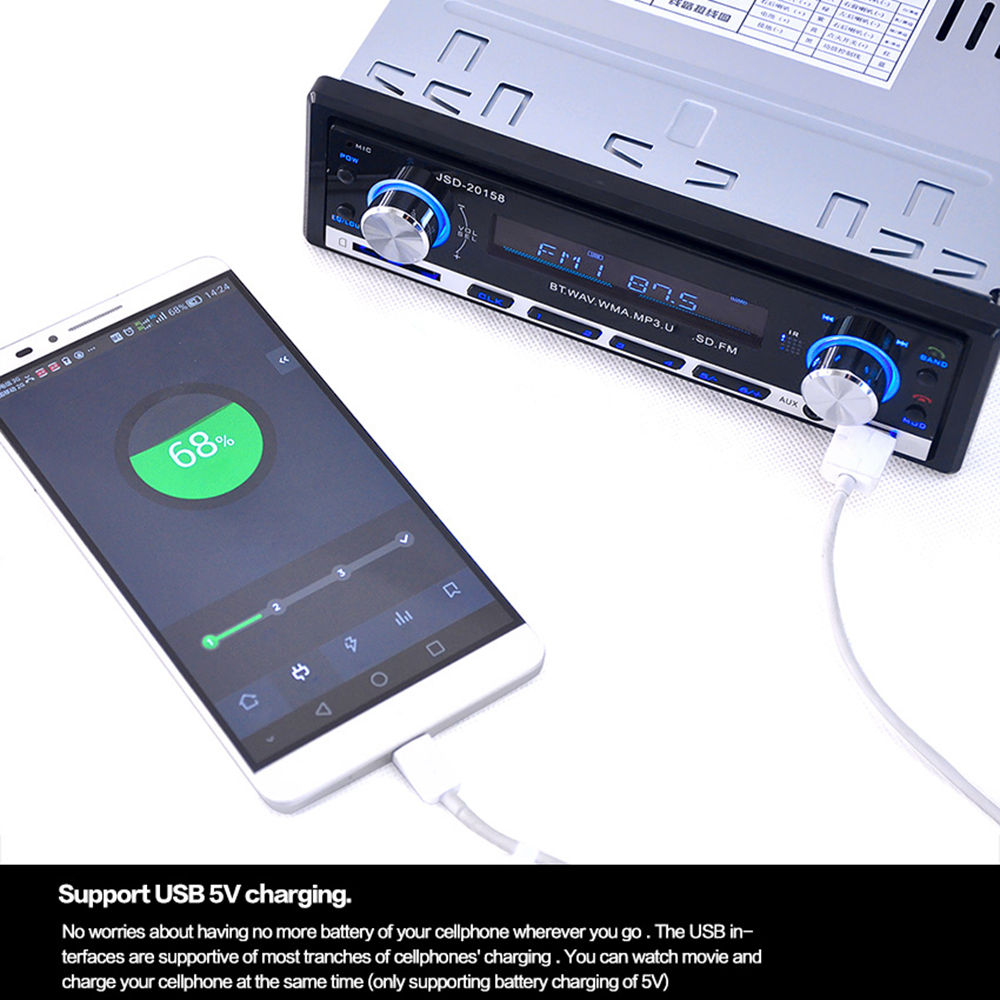 JSD-20158 Universal Car DVD Multifunction MP3 Player Built-in Bluetooth Hands-free Vehicle FM Function - Blcak
