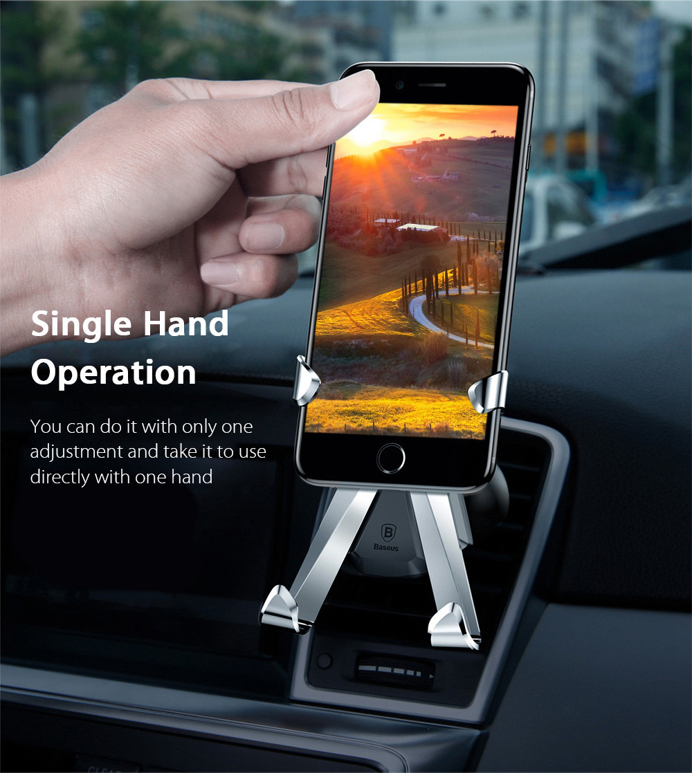 Baseus SUTPX-0S Universal X-shaped Air Vent Mount Car Phone Holder For IPhone7 / 7s / 8 / Xiaomi Cellphones - Gold