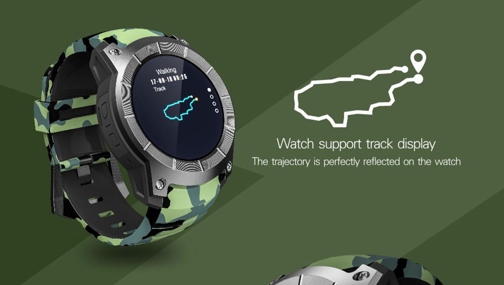 Makibes G05 Smartwatch Phone GPS Bluetooth MTK2503 32GB TF Card SMS Reminder Multi-mode Sports Compatible with iOS Android - Camouflage Green