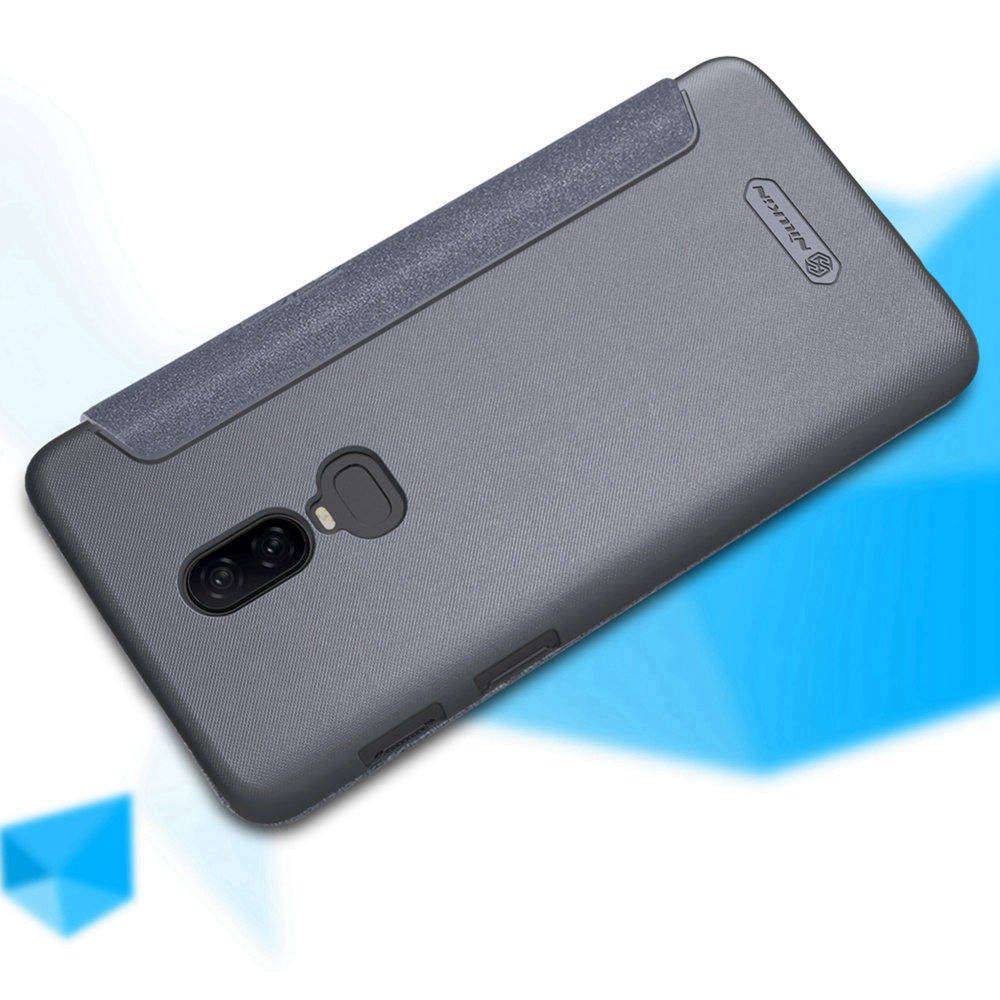 Nillkin Sparkle Series Leather Case For Oneplus 6 Protective Phone Shell - Gray