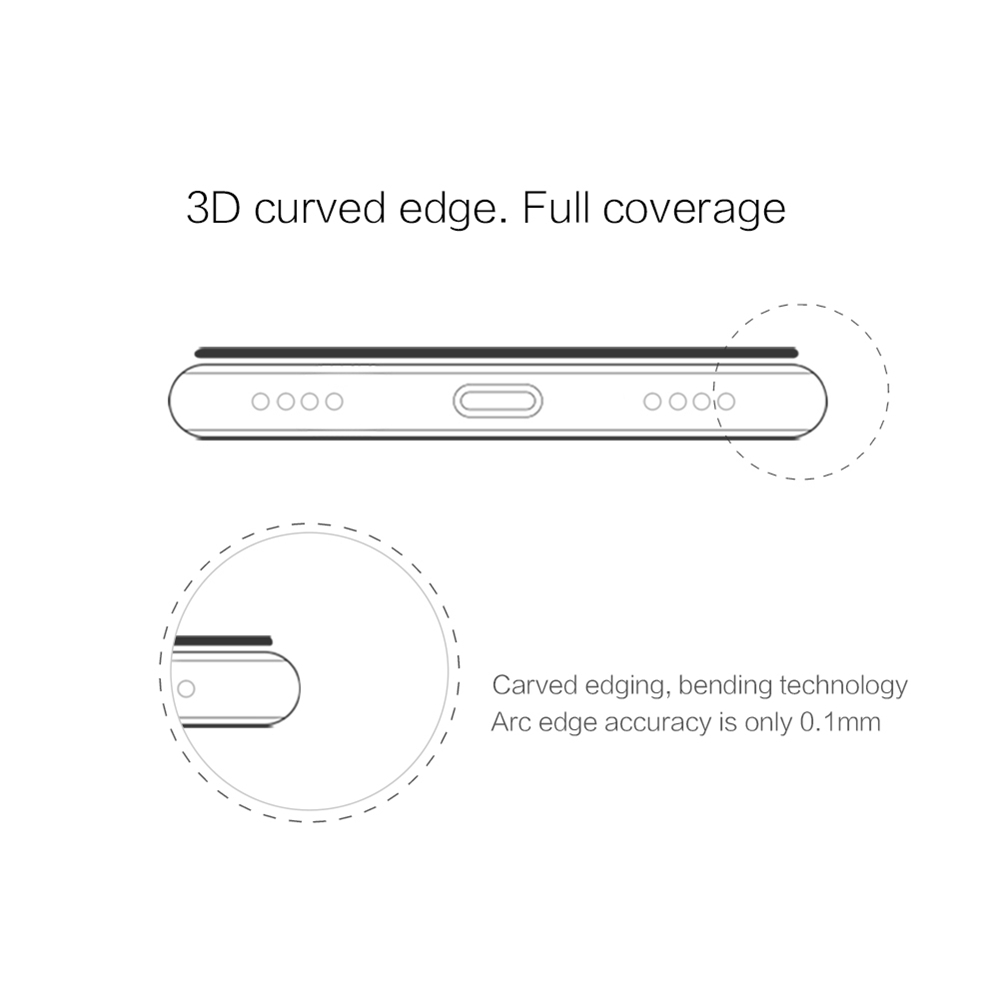 NILLKIN 3D CP+MAX Tempered Glass Film For Xiaomi Mi8 Explosion-proof Screen Protector - Black + Transparent