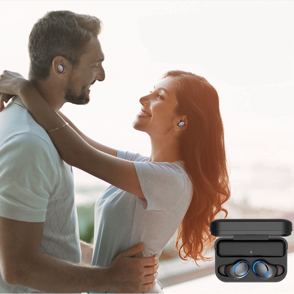 AWEI TWS Sport Wireless Bluetooth Earphones Stereo Bluetooth V5.0 Headset with Charge Storage - Black