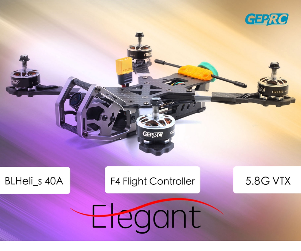 GEPRC Elegant 230mm FPV Racing Drone SPAN F4 FC AIO BLHeli_s 2-5S 40A Dshot600 ESC 5.8G 48CH VTX - PNP