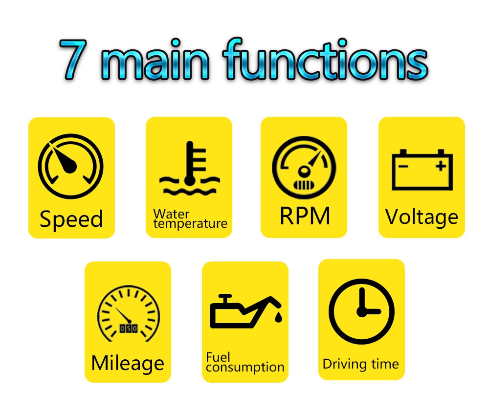 S600 5.8 Inch OBDII Interface Car HUD Head-Up Display Voltage Fuel Speeding Alarm System Multiple Mode Switching - Black
