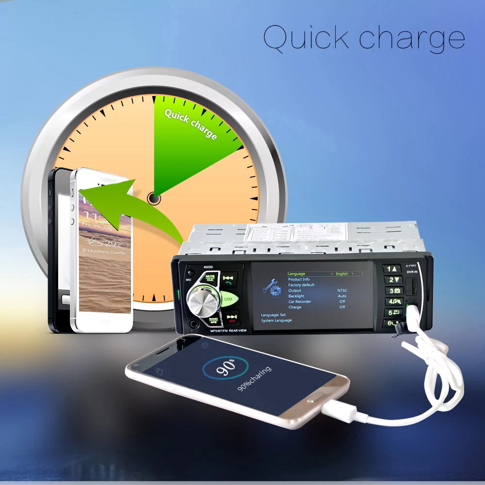 4022D 4.1 Inch Digital TFT Touch Screen Car MP5 Player Auto Video With Remote Control Camera Bluetooth FM Station -Black